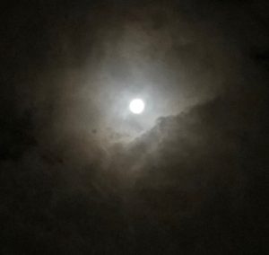 雲間からひょっこりと見えた月